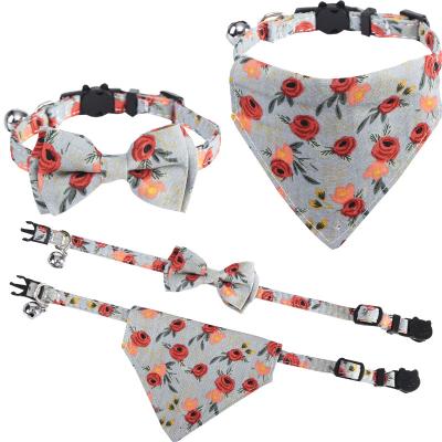 China Personalized Luxury Accessories For Dogs Cats Metal Nylon Adjustable Buckle And Leash Set 2022 Custom Pattern Bandana Pet Supplies for sale