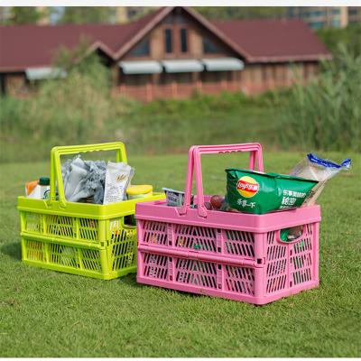 China High Quality Travel CLASSIC Carry Collapsible Vegetable Foldable Plastic Picnic Basket with Handle for sale