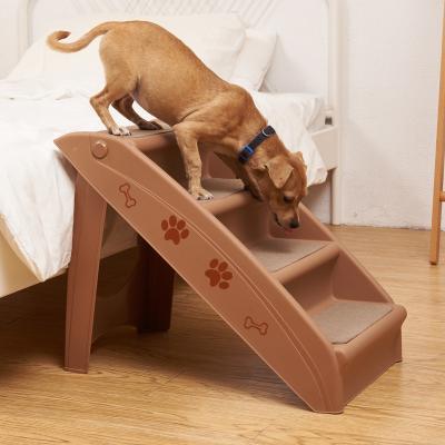 China Durable Heavy Duty Plastic Folding Cat Dog Pet Steps Stairs Folding Ladders With Small Rubber Dot for sale