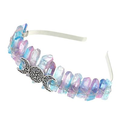 China Colorful Vintage Amulet Crystal Crown Rhinestone Tiara Mermaid Headband For Women Party Wedding for sale