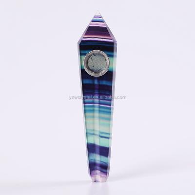 China High Quality Smoking Glass Pipes Natural And Blows From Europe Crystal Fluorite Smoking Pipe for sale