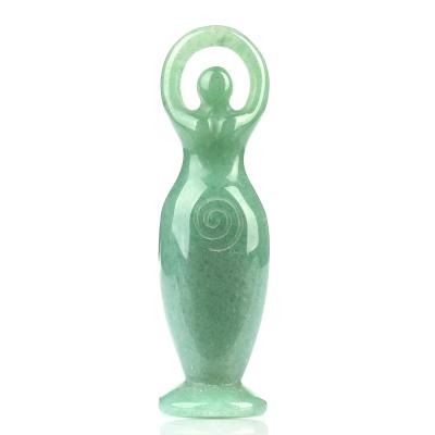 China Europe Customize Natural Polished Green Aventurine Quartz Stone Crystal Angels Natural Crystal Goddess Statues for sale