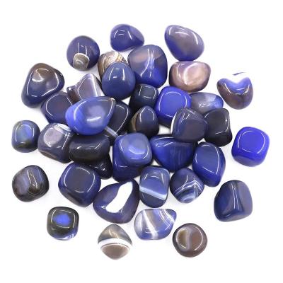 China China tumbled polished stones healing crystals natural blue agate gemstone quartz volume for Wicca for sale