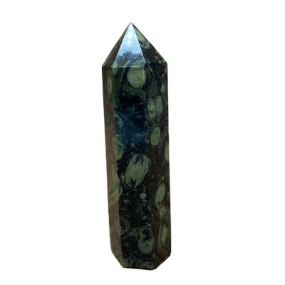 China Special Wholesale Natural Mineral Healing Stone Malachite Big Eye Peacock Point Magic Wand Crystal Column for sale