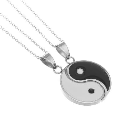 China FASHIONABLE unisex couple necklace bestselling NK-2022138 pendant chain 18K gold plated stainless steel ying yang necklace for sale