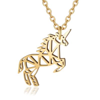 China FASHIONABLE Women Jewelry Hot Sale NK-2022136 Chain 18k Gold Plating Stainless Steel Cute Unicorn Pendant Necklace 316l for sale