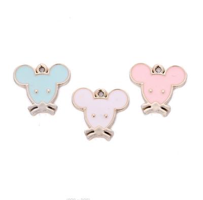 China FASHIONABLE Cute Gold Zinc Alloy Enamel Bracelet Fashion DIY Blue Plush Mouse Pendant for sale