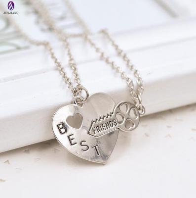 China Wholesale Cheapest Main Best Friends Silver Main Heart Metal Set Jewelry Heart Necklace Pendant Necklace for sale