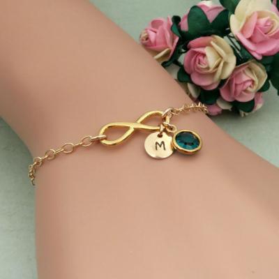 China Infinity Initial Bracelets 2016 Trending Bracelets Jewelry Fashion Metal Infinity Gold Initial Bracelets Women With Birthstone for sale