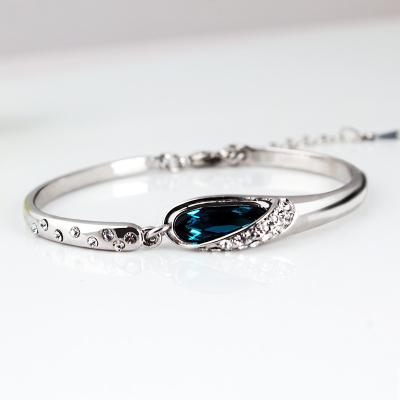 China Latest Design Girls Gold Bracelets Blue Glass Bracelets Fashion Silver Plated Blue Glass Bracelets for sale