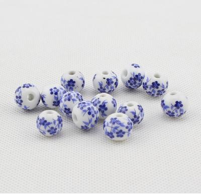 China Chinese Ceramic Handmade Blue Flower Bead Porcelain Bead Ceramic Bead Manufacturers for sale