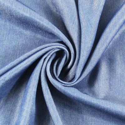 China Breathable No MOQ Spring Thin Rayon Cupro T/R Denim Imitation Shirt Fabric 65% Polyester 35% Summer Fabric For Dress for sale