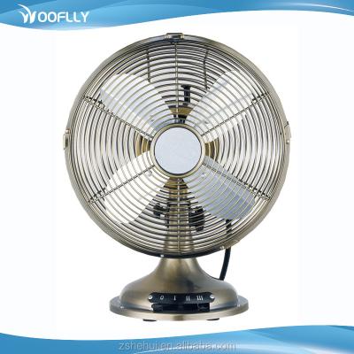 China Metal 16 Inch Silvery Chrome Coating Decorative Metal Table Desk Fan for sale