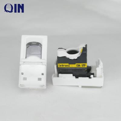 China 76571 Structure Wiring System Keystone Jack 45*22.5mm 6u Goldplated Legrand Toolless Type UTP Cat6A Trapezoidal Jack French Type for sale