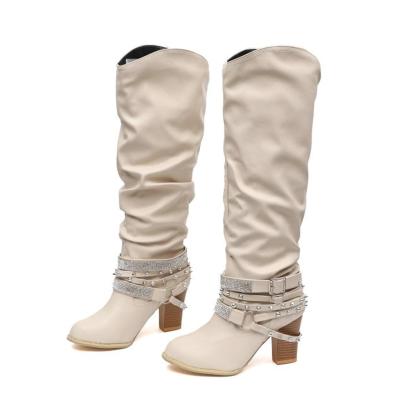 China Fashion High Heel Breathable Boots With Shiny Diamond Embellishment Boots For Women Boots for sale