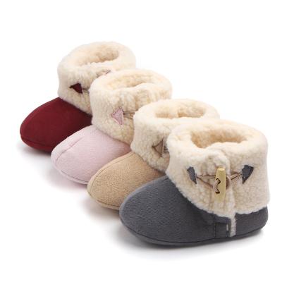 China Flat Custom Newborn Warm Toddlers Fashion Light Pink Sheepskin Winter Designer Fur Boots Kids For Girls Snow Boots for sale