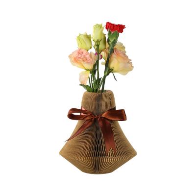 China Best Fashion Minimalist Art Wrapping Paper Vase Honeycomb Folding Craft Gift Paper Vase for sale