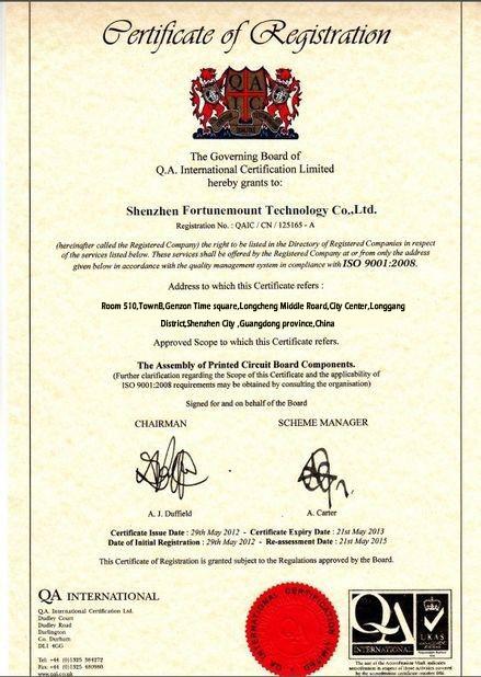 Certificate of Registration ISO 9001:2008 - Shenzhen Fortunemount Technology Co. Ltd