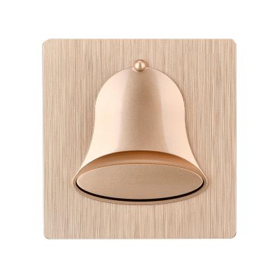 China Single Grade 86*86mm Pakistan Nepal Top Standard Standard Doorbell Home Gold Wall Switches for sale