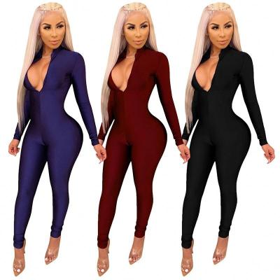 China Breathable Black Bodycon Overalls For Women Long Sleeve Fitness Rompers Women Overalls Streetwear Playsuit Female Equipment for sale