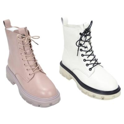 China 2022 Waterproof Women Shoes Turkey Boots With Ornament Hand-stitched Black White Rose Lace Up Martin Boots for sale