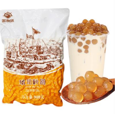 China Taiwan Flavor Wholesale 900g Regular Amber Cassava Pearl Ball Bubble Tea Dessert Ingredients for sale