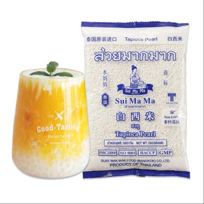 China Hot selling seasoned 500g white sago cassava pearl ball of Sui Ma Ma Thai brand mini drinks, used for making tea or dessert for sale