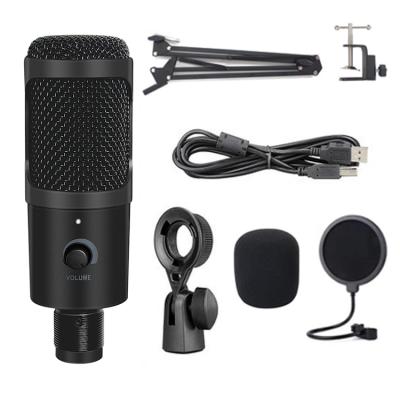 China Handheld Microphone USB Desktop Microphone with Volume Knob Capacitor Computer PC Laptop Gaming Plug and Play Streaming for sale