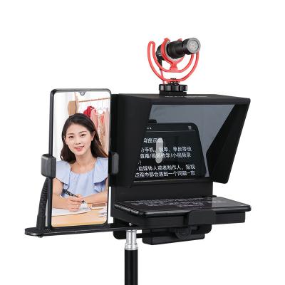 China Aluminum+silica Gel+ABS Aluminum Alloy Teleprompter App Control Remote Teleprompter Compatible with iPad IOS/Android Smartphone Tablet for sale