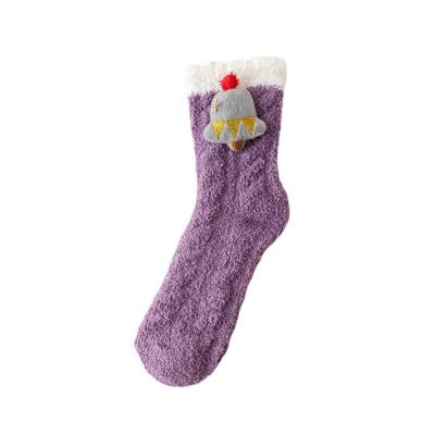 China Multicolor Soft Regular Soft Coral Fleece Custom Design Winter Optional Socks for sale