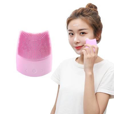 China New Style Silicone DEEP CLEANSING Facial Remover Vibrating Face Cleansing Beauty Machine Rechargeable Face Brush for sale