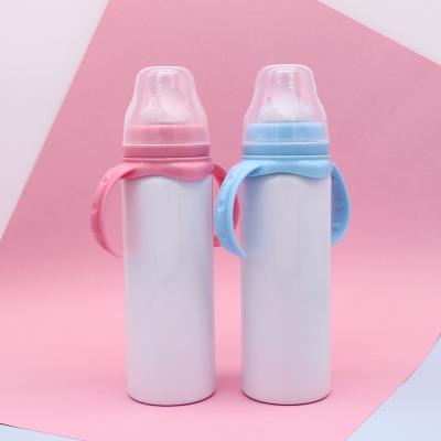 China Viable Wholesale 8oz Sublimation Tumbler Kids Flask Insulation Mug With Handle And Nipple for sale