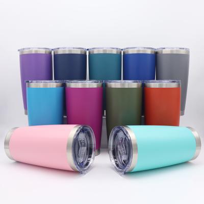 China Viable Wholesale Regular Stainless Steel Powder Coated Coffee 20oz Tumbler Car Mug Travel Mug Vacuum Insulated Double Wall for sale