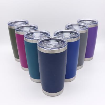 China 20oz Durable Powder Coated Stainless Steel Car Tumbler With Lid Colorful Regular Double Wall Tumbler for sale