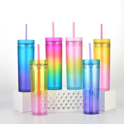 China Hot Selling Viable Plastic Juice Coffee Cups Reusable Sippy Iced Cold Cups With Straws for sale