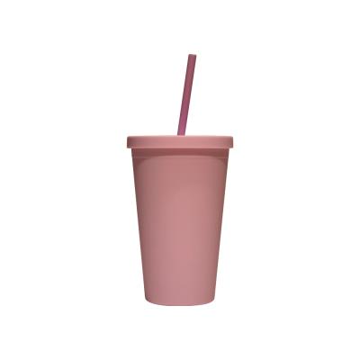 China 2021 Hot Sales Viable Wholesales Reusable PP Plastic Cup Drink Cold Coffee Mug With Lid And Straw for sale