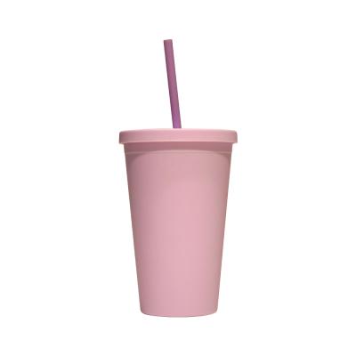 China Eco-Friendly Sustainable Milk Tea Cup Coffee Drinkware Tumblers Drinkable Reusable Plastic Coffee Cups With Straw for sale