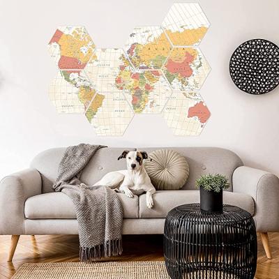 China Wooden Wall Art World Map Wooden Sign Inspirational Framed Prints Wooden Wall Hanging Europe Hexagons Sign for sale