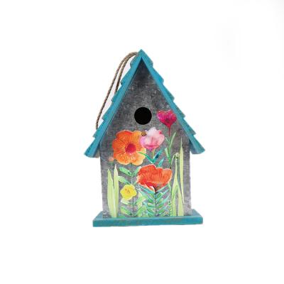 China Spring Diy Breathable Metal Box Decoration Breathable Hanging Wooden Birds Nest House for sale