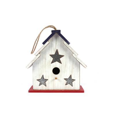 China High Performance Breathable Metal Diy Decor Wooden Small Bird Feeder Hanging House for sale