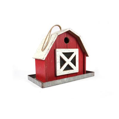 China Antique Breathable Breathable Handcraft Vintage Garden Decor Wooden Box Metal Bird House for sale