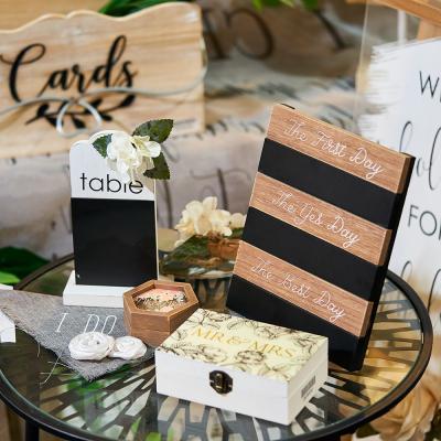 China Europe Europe Weding Birthday Party Supplies Mini Table Decor Wood Table Wooden Sign for sale