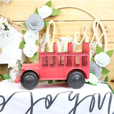 China High Quality Eco-Friendly Eco-Friendly Decorative Red Table Top Boutique Vintage Metal Truck Decor for sale