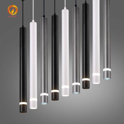 China Black White Minimalist Luxury Lights Hanging Tube Light Tube Lights LED Cylinder Pendant Lamp Modern Aluminum Modern Suspension Lighting for sale