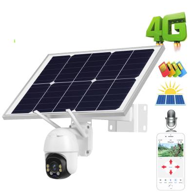 China New NIGHT VISION Rechargeable Technology 4G Sim Card Solar Powered PTZ Panel Outdoor Motion Detect Solar System Security CCTV Camera for sale