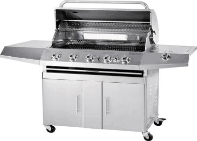 China Full Stainless Garden Bbq Gas Grill BBQ machine with Trolley for sale