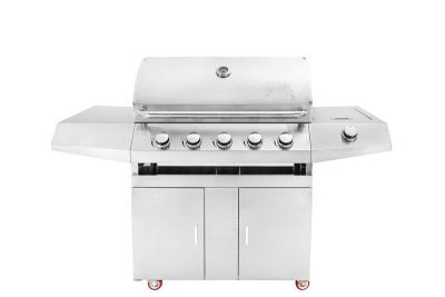 China Factory price silver 430 stainless steel slow 5 burners protable gas BBQ grill for sale