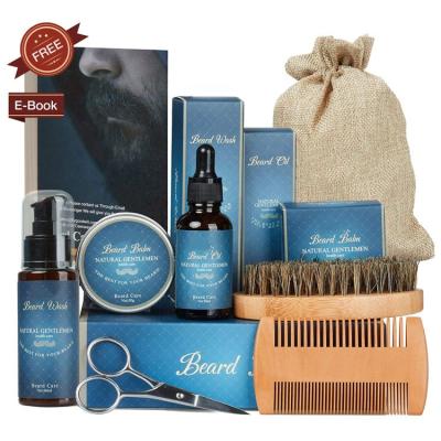 China Private Label Natural Home Grooming Beard Balancing Kit Men Beard Gift Set for sale