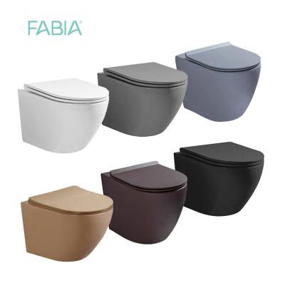 China Hidden Color Modern Toilet Bowl Cistern CE Certification Bathroom Rimless Ceramic Wall Hung Toilet Black for sale