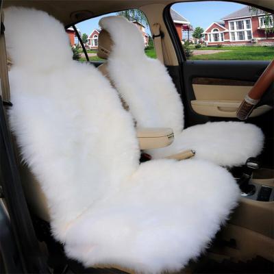 China Brief & Export factory black gray white color full set of real sheepskin plush soft car seat cover single cushion sheepskin for sale